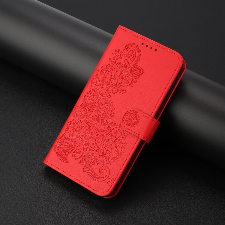 For Google Pixel 9 Datura Flower Embossed Flip Leather Phone Case(Red) - Google Cases by PMC TechLife | Online Shopping South Africa | PMC TechLife | Buy Now Pay Later Mobicred