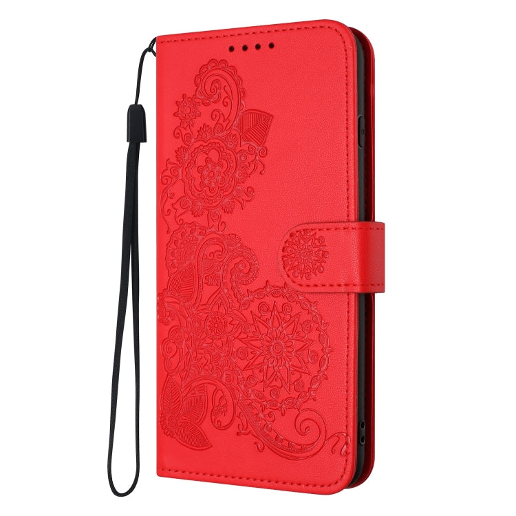 For Google Pixel 9 Datura Flower Embossed Flip Leather Phone Case(Red) - Google Cases by PMC TechLife | Online Shopping South Africa | PMC TechLife | Buy Now Pay Later Mobicred
