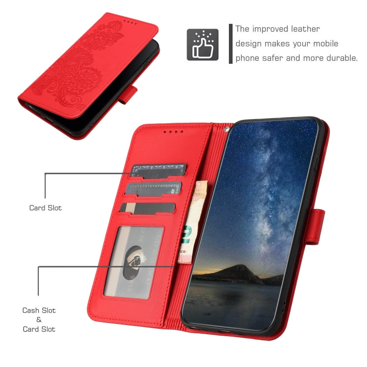 For Google Pixel 9 Datura Flower Embossed Flip Leather Phone Case(Red) - Google Cases by PMC TechLife | Online Shopping South Africa | PMC TechLife | Buy Now Pay Later Mobicred