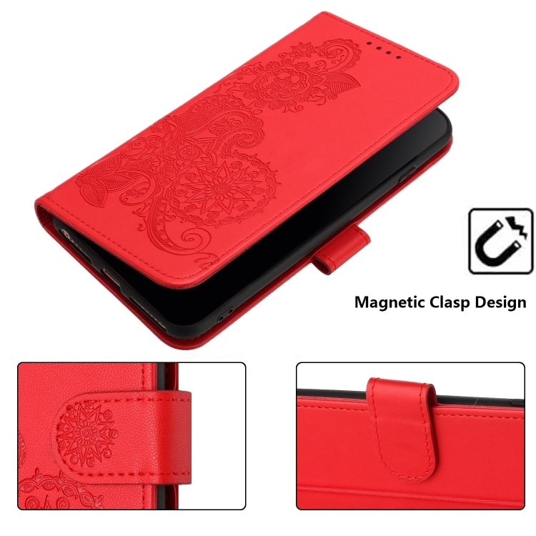 For Google Pixel 9 Datura Flower Embossed Flip Leather Phone Case(Red) - Google Cases by PMC TechLife | Online Shopping South Africa | PMC TechLife | Buy Now Pay Later Mobicred