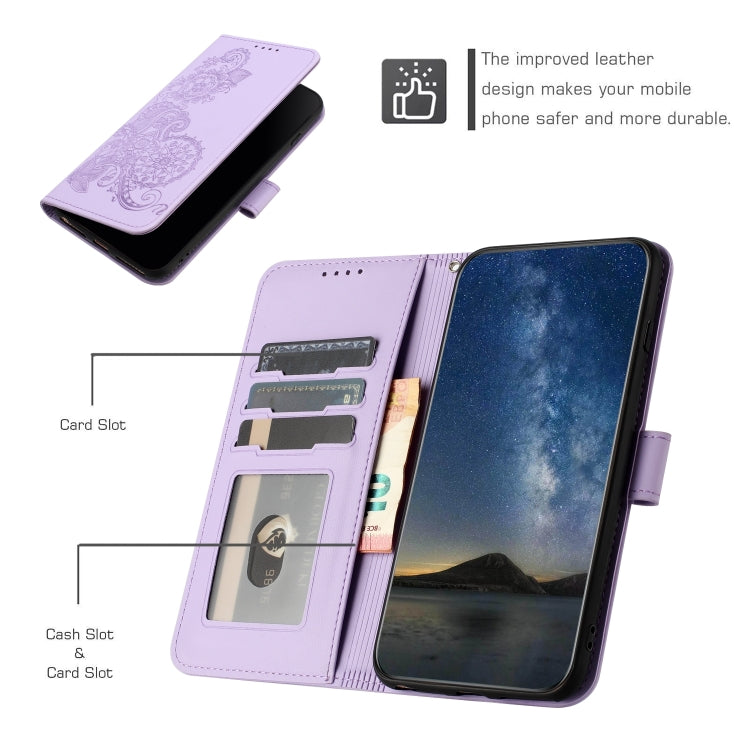 For Google Pixel 9 Datura Flower Embossed Flip Leather Phone Case(Purple) - Google Cases by PMC TechLife | Online Shopping South Africa | PMC TechLife | Buy Now Pay Later Mobicred