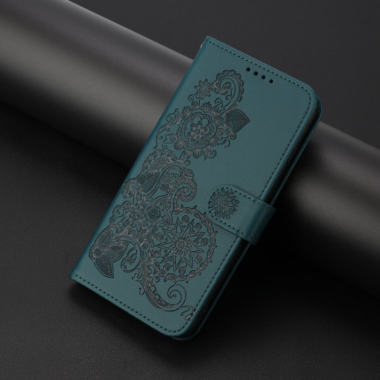 For Google Pixel 9 Datura Flower Embossed Flip Leather Phone Case(Dark Green) - Google Cases by PMC TechLife | Online Shopping South Africa | PMC TechLife | Buy Now Pay Later Mobicred