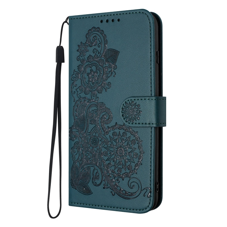 For Google Pixel 9 Datura Flower Embossed Flip Leather Phone Case(Dark Green) - Google Cases by PMC TechLife | Online Shopping South Africa | PMC TechLife | Buy Now Pay Later Mobicred
