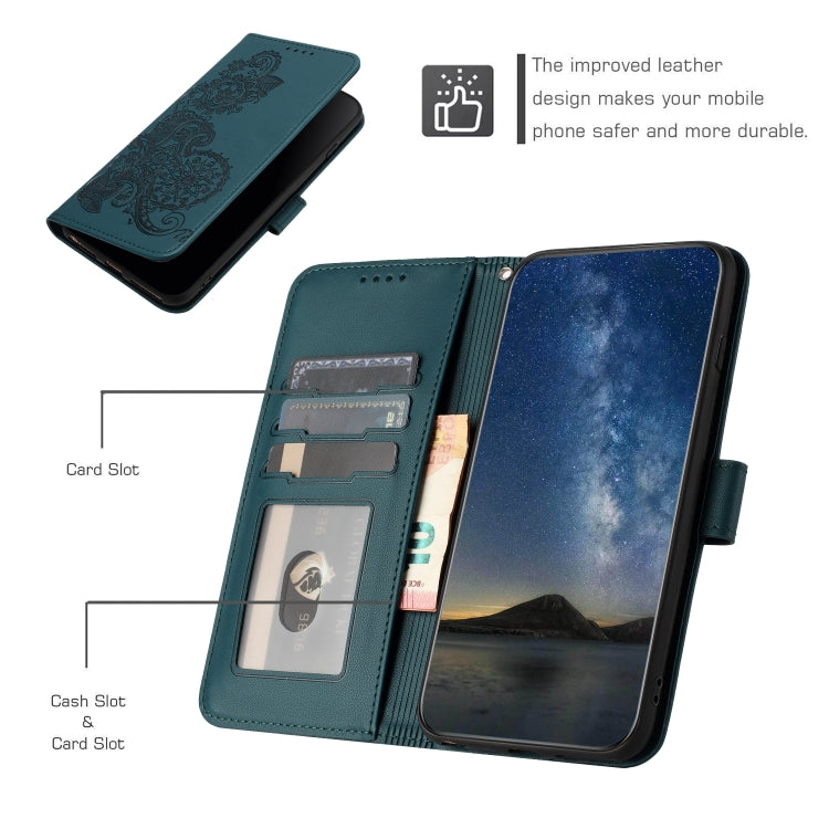 For Google Pixel 9 Datura Flower Embossed Flip Leather Phone Case(Dark Green) - Google Cases by PMC TechLife | Online Shopping South Africa | PMC TechLife | Buy Now Pay Later Mobicred