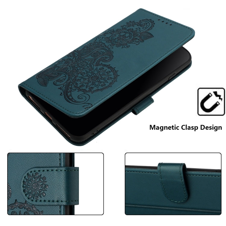 For Google Pixel 9 Datura Flower Embossed Flip Leather Phone Case(Dark Green) - Google Cases by PMC TechLife | Online Shopping South Africa | PMC TechLife | Buy Now Pay Later Mobicred