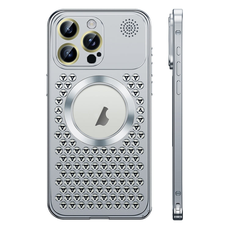 For iPhone 13 Pro Max Spring Buckle MagSafe Magnetic Metal Aromatherapy Phone Case(Silver) - iPhone 13 Pro Max Cases by PMc TechLife | Online Shopping South Africa | PMc TechLife | Buy Now Pay Later Mobicred