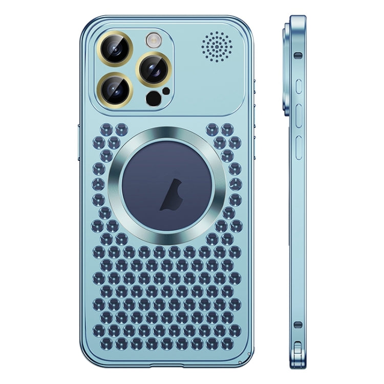 For iPhone 14 Pro Spring Buckle MagSafe Magnetic Metal Aromatherapy Phone Case(Blue) - iPhone 14 Pro Cases by PMC TechLife | Online Shopping South Africa | PMC TechLife