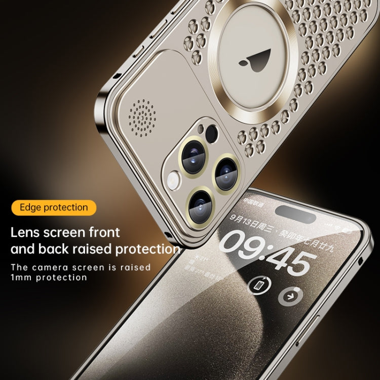 For iPhone 15 Spring Buckle MagSafe Magnetic Metal Aromatherapy Phone Case(Blue) - iPhone 15 Cases by PMc TechLife | Online Shopping South Africa | PMc TechLife | Buy Now Pay Later Mobicred