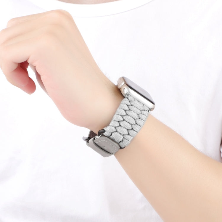 For Apple Watch Ultra 2 49mm Plain Paracord Genuine Leather Watch Band(Grey) - Watch Bands by PMC TechLife | Online Shopping South Africa | PMC TechLife | Buy Now Pay Later Mobicred