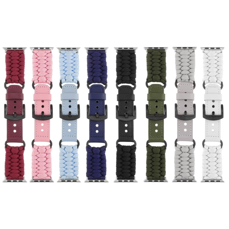 For Apple Watch Ultra 49mm Plain Paracord Genuine Leather Watch Band(Grey) - Watch Bands by PMC TechLife | Online Shopping South Africa | PMC TechLife | Buy Now Pay Later Mobicred