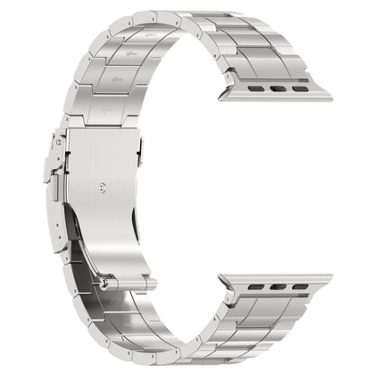 For Apple Watch Ultra 2 49mm Safety Buckle Trapezoid Titanium Steel Watch Band(Silver) - Watch Bands by PMC Jewellery | Online Shopping South Africa | PMC Jewellery