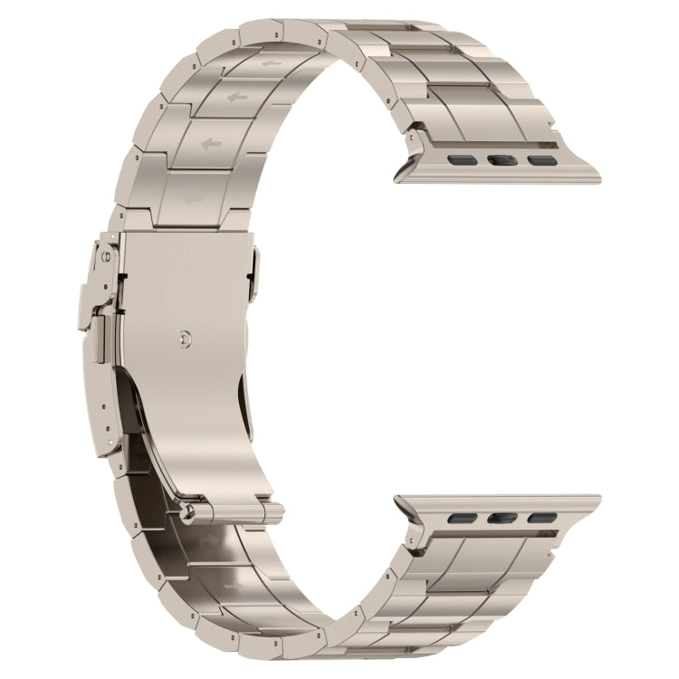 For Apple Watch Series 7 45mm Safety Buckle Trapezoid Titanium Steel Watch Band(Titanium) - Watch Bands by PMC Jewellery | Online Shopping South Africa | PMC Jewellery