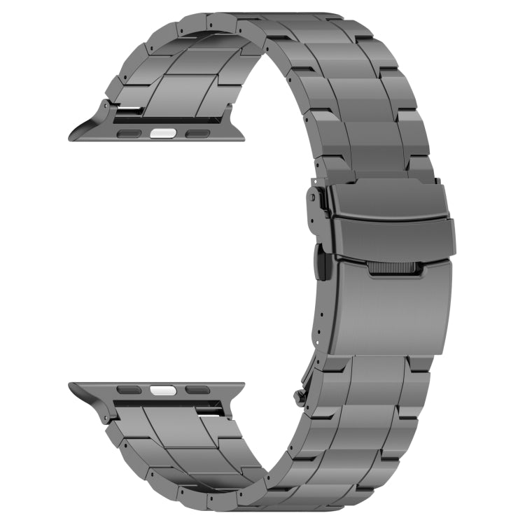 For Apple Watch Series 4 44mm Safety Buckle Trapezoid Titanium Steel Watch Band(Grey) - Watch Bands by PMC Jewellery | Online Shopping South Africa | PMC Jewellery