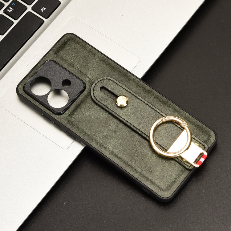 For Motorola Edge 40 Neo 5G Wristband Leather Back Phone Case(Green) - Motorola Cases by PMC TechLife | Online Shopping South Africa | PMC TechLife