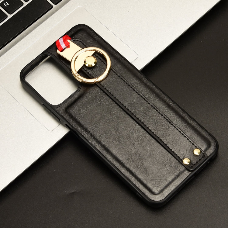 For Motorola Moto G Power 2024 Wristband Leather Back Phone Case(Black) - Motorola Cases by PMC Jewellery | Online Shopping South Africa | PMC Jewellery | Buy Now Pay Later Mobicred