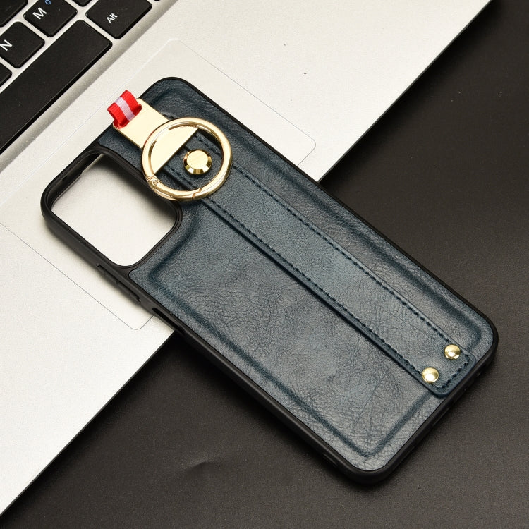 For Motorola Moto G 5G 2024 Wristband Leather Back Phone Case(Blue) - Motorola Cases by PMC Jewellery | Online Shopping South Africa | PMC Jewellery | Buy Now Pay Later Mobicred