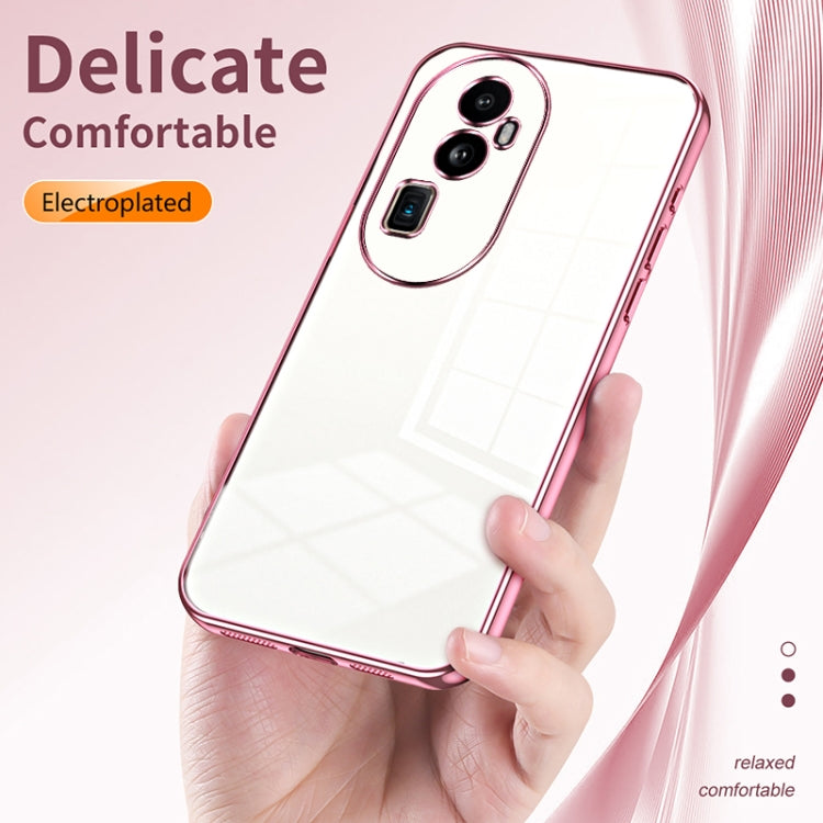 For OPPO Reno10 Pro+ Transparent Plating Fine Hole Phone Case(Pink) - OPPO Cases by PMC TechLife | Online Shopping South Africa | PMC TechLife | Buy Now Pay Later Mobicred