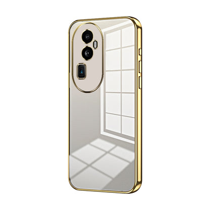 For OPPO Reno10 Pro+ Transparent Plating Fine Hole Phone Case(Gold) - OPPO Cases by PMC Jewellery | Online Shopping South Africa | PMC Jewellery | Buy Now Pay Later Mobicred