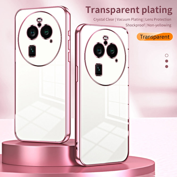 For OPPO Find X6 Pro Transparent Plating Fine Hole Phone Case(Pink) - OPPO Cases by PMC TechLife | Online Shopping South Africa | PMC TechLife | Buy Now Pay Later Mobicred