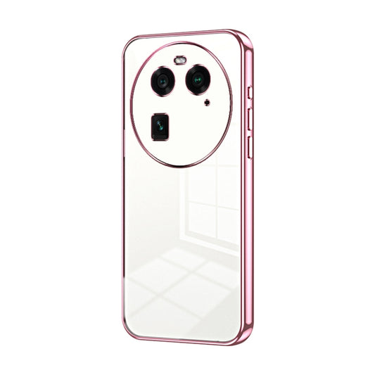 For OPPO Find X6 Transparent Plating Fine Hole Phone Case(Pink) - OPPO Cases by PMC Jewellery | Online Shopping South Africa | PMC Jewellery | Buy Now Pay Later Mobicred