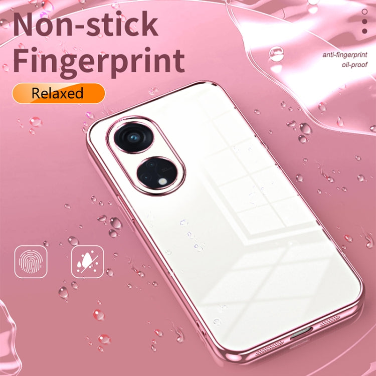 For OPPO Reno8 T 5G Transparent Plating Fine Hole Phone Case(Pink) - OPPO Cases by PMC TechLife | Online Shopping South Africa | PMC TechLife | Buy Now Pay Later Mobicred