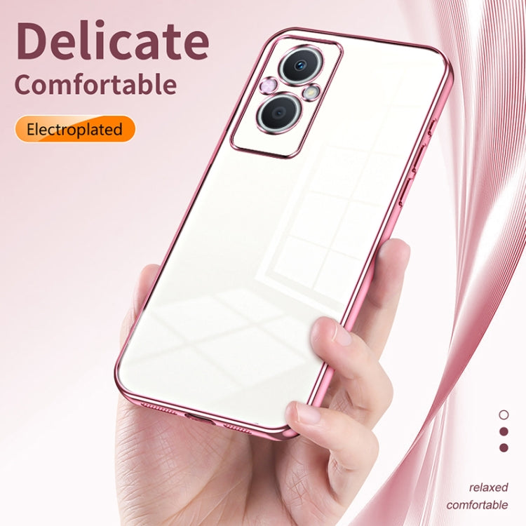 For OPPO Reno7 Z 5G / F21 Pro 5G Transparent Plating Fine Hole Phone Case(Green) - OPPO Cases by PMC TechLife | Online Shopping South Africa | PMC TechLife | Buy Now Pay Later Mobicred