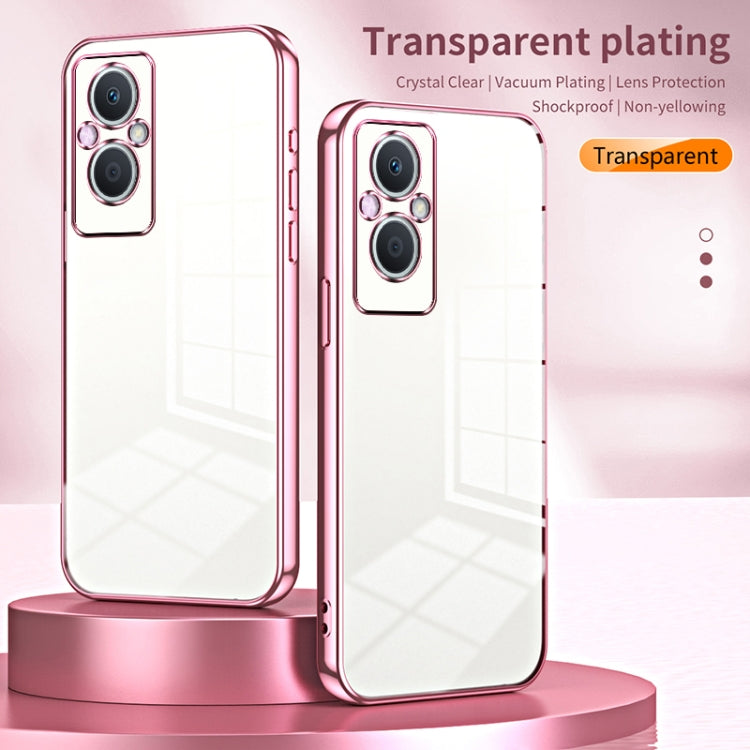 For OPPO Reno7 Z 5G / F21 Pro 5G Transparent Plating Fine Hole Phone Case(Silver) - OPPO Cases by PMC TechLife | Online Shopping South Africa | PMC TechLife | Buy Now Pay Later Mobicred