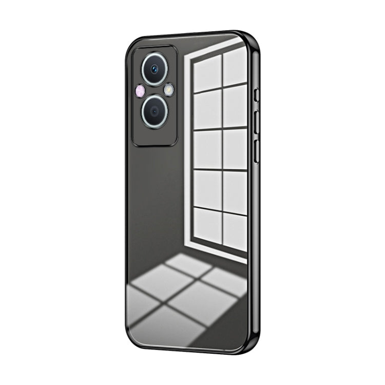 For OPPO Reno7 Z 5G / F21 Pro 5G Transparent Plating Fine Hole Phone Case(Black) - free shipping - PMC TechLife - Order now!