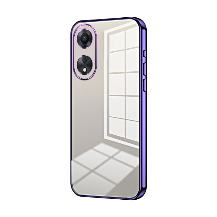For OPPO A58 5G / A58x 5G Transparent Plating Fine Hole Phone Case(Purple) - OPPO Cases by PMC Jewellery | Online Shopping South Africa | PMC Jewellery | Buy Now Pay Later Mobicred