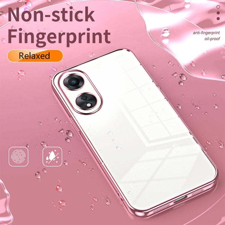 For OPPO A58 5G / A58x 5G Transparent Plating Fine Hole Phone Case(Pink) - OPPO Cases by PMC TechLife | Online Shopping South Africa | PMC TechLife | Buy Now Pay Later Mobicred