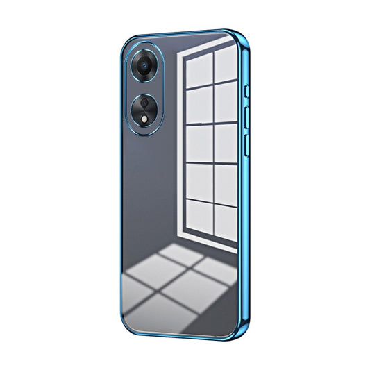 For OPPO A58 5G / A58x 5G Transparent Plating Fine Hole Phone Case(Blue) - OPPO Cases by PMC Jewellery | Online Shopping South Africa | PMC Jewellery | Buy Now Pay Later Mobicred