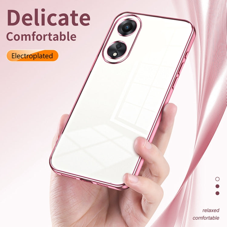 For OPPO A58 5G / A58x 5G Transparent Plating Fine Hole Phone Case(Transparent) - OPPO Cases by PMC TechLife | Online Shopping South Africa | PMC TechLife | Buy Now Pay Later Mobicred