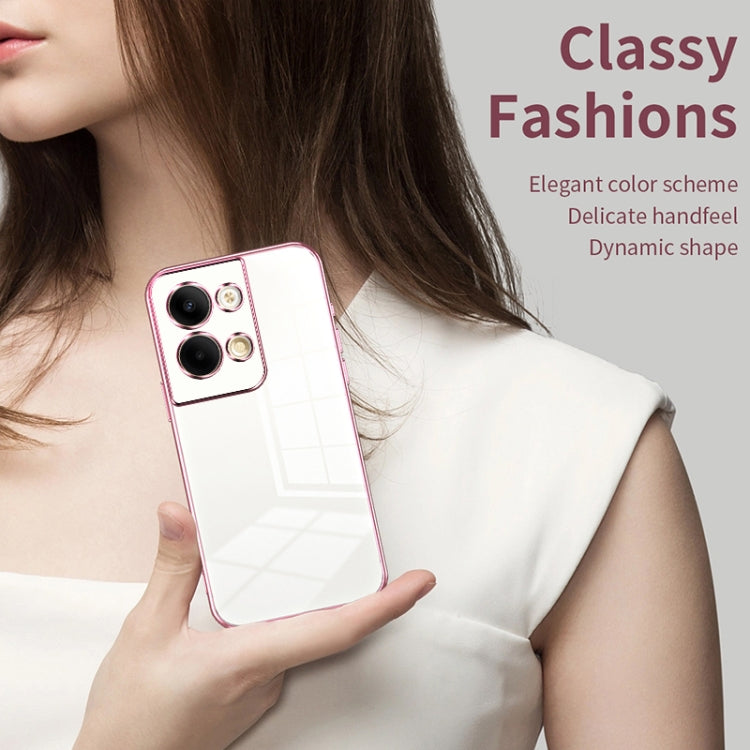 For OPPO Reno9 / Reno9 Pro Transparent Plating Fine Hole Phone Case(Silver) - OPPO Cases by PMC TechLife | Online Shopping South Africa | PMC TechLife | Buy Now Pay Later Mobicred