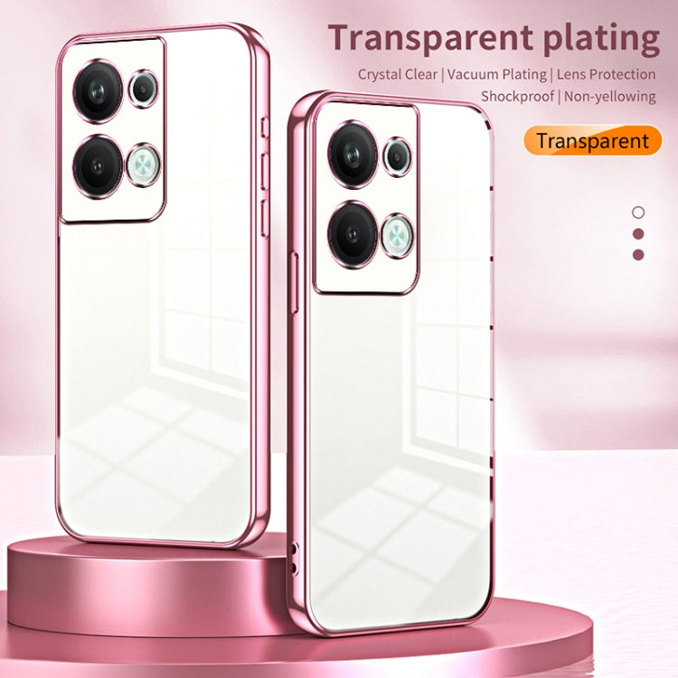 For OPPO Reno9 Pro+ Transparent Plating Fine Hole Phone Case(Blue) - OPPO Cases by PMC TechLife | Online Shopping South Africa | PMC TechLife | Buy Now Pay Later Mobicred