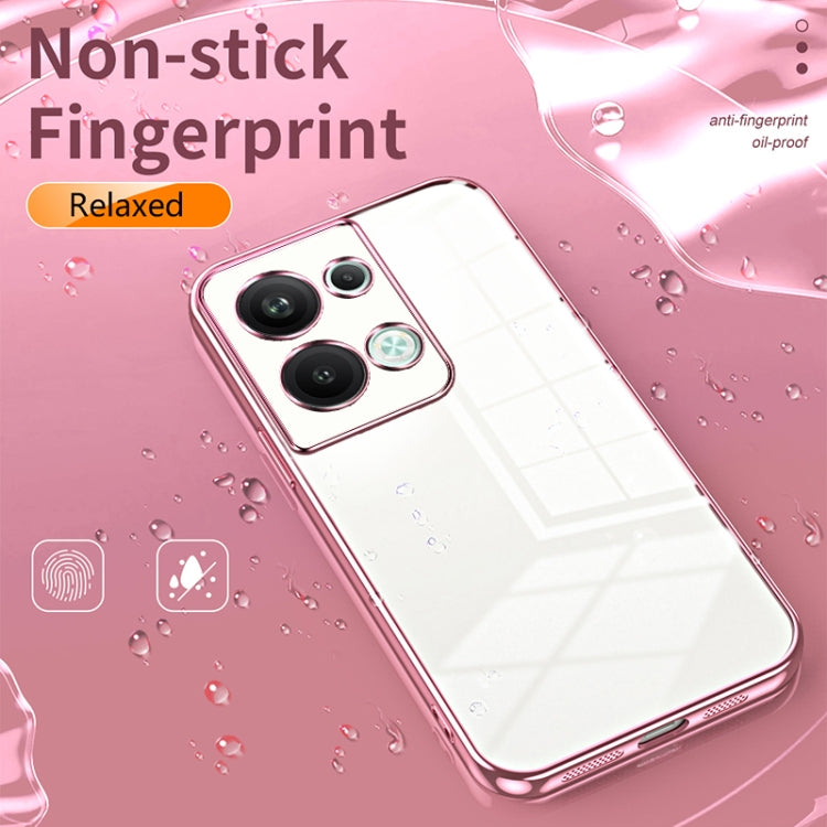For OPPO Reno9 Pro+ Transparent Plating Fine Hole Phone Case(Blue) - OPPO Cases by PMC TechLife | Online Shopping South Africa | PMC TechLife | Buy Now Pay Later Mobicred