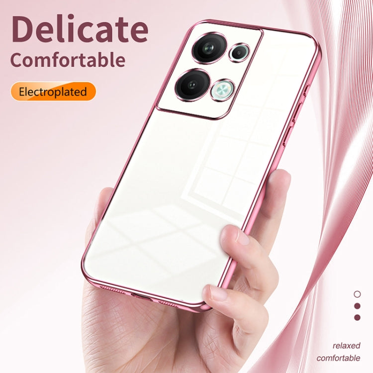 For OPPO Reno9 Pro+ Transparent Plating Fine Hole Phone Case(Blue) - OPPO Cases by PMC TechLife | Online Shopping South Africa | PMC TechLife | Buy Now Pay Later Mobicred