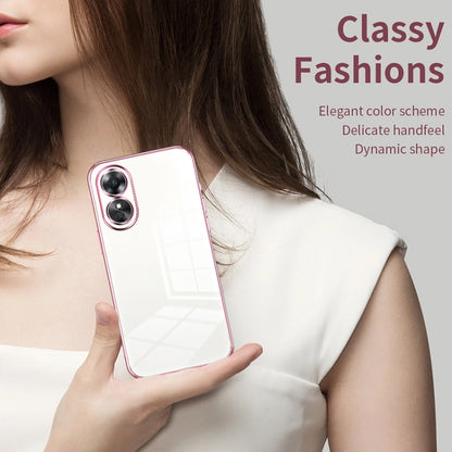 For OPPO A17 / A17K Transparent Plating Fine Hole Phone Case(Purple) - OPPO Cases by PMC Jewellery | Online Shopping South Africa | PMC Jewellery | Buy Now Pay Later Mobicred