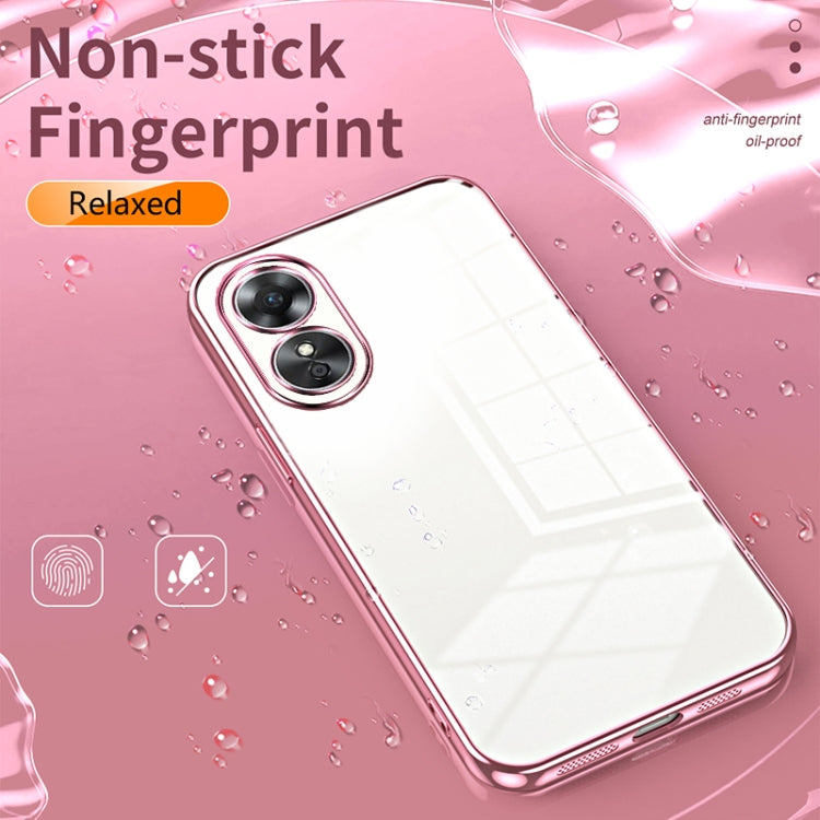 For OPPO A17 / A17K Transparent Plating Fine Hole Phone Case(Gold) - OPPO Cases by PMC TechLife | Online Shopping South Africa | PMC TechLife | Buy Now Pay Later Mobicred