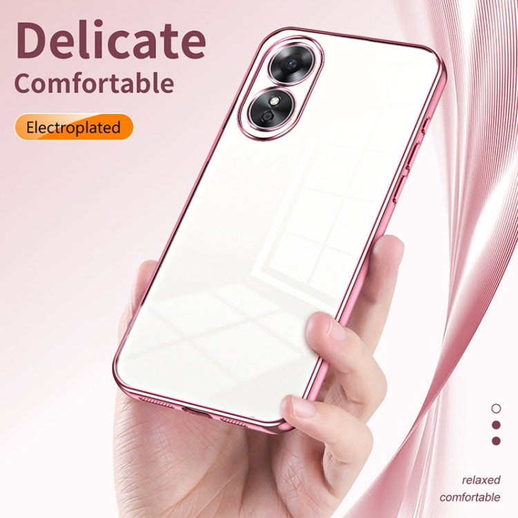 For OPPO A17 / A17K Transparent Plating Fine Hole Phone Case(Gold) - OPPO Cases by PMC TechLife | Online Shopping South Africa | PMC TechLife | Buy Now Pay Later Mobicred