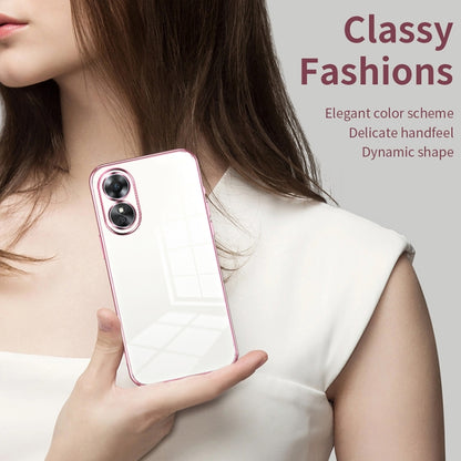 For OPPO A17 / A17K Transparent Plating Fine Hole Phone Case(Silver) - OPPO Cases by PMC Jewellery | Online Shopping South Africa | PMC Jewellery | Buy Now Pay Later Mobicred