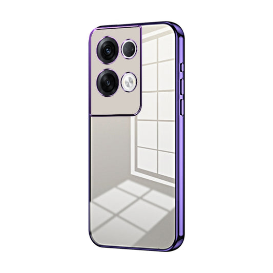 For OPPO Reno8 Pro+ Transparent Plating Fine Hole Phone Case(Purple) - OPPO Cases by PMC Jewellery | Online Shopping South Africa | PMC Jewellery | Buy Now Pay Later Mobicred