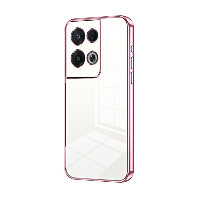 For OPPO Reno8 Pro Transparent Plating Fine Hole Phone Case(Pink) - OPPO Cases by PMC TechLife | Online Shopping South Africa | PMC TechLife | Buy Now Pay Later Mobicred