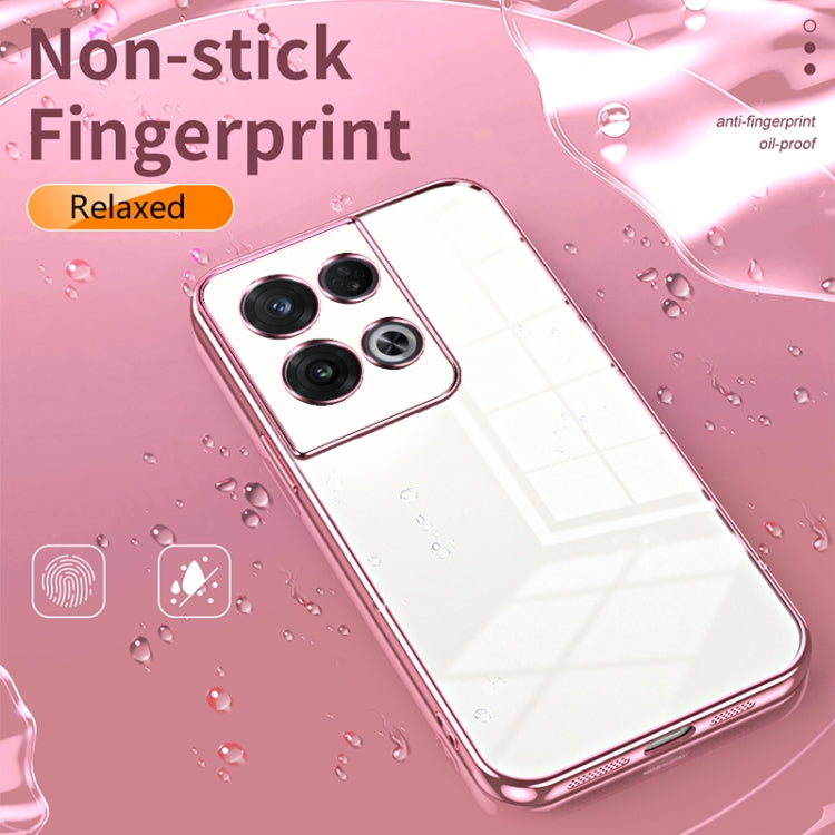 For OPPO Reno8 Pro Transparent Plating Fine Hole Phone Case(Pink) - OPPO Cases by PMC TechLife | Online Shopping South Africa | PMC TechLife | Buy Now Pay Later Mobicred