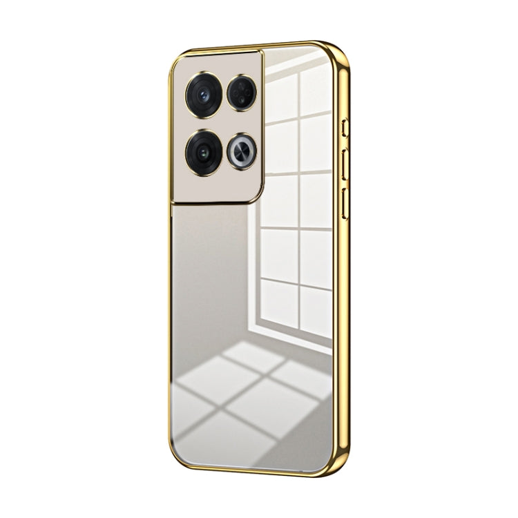 For OPPO Reno8 Pro Transparent Plating Fine Hole Phone Case(Gold) - OPPO Cases by PMC TechLife | Online Shopping South Africa | PMC TechLife | Buy Now Pay Later Mobicred
