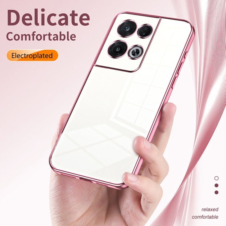 For OPPO Reno8 Pro Transparent Plating Fine Hole Phone Case(Silver) - OPPO Cases by PMC TechLife | Online Shopping South Africa | PMC TechLife | Buy Now Pay Later Mobicred
