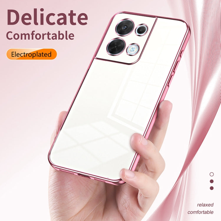 For OPPO Reno8 Transparent Plating Fine Hole Phone Case(Purple) - OPPO Cases by PMC TechLife | Online Shopping South Africa | PMC TechLife | Buy Now Pay Later Mobicred