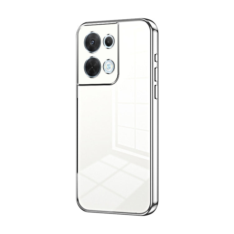 For OPPO Reno8 Transparent Plating Fine Hole Phone Case(Silver) - OPPO Cases by PMC TechLife | Online Shopping South Africa | PMC TechLife | Buy Now Pay Later Mobicred