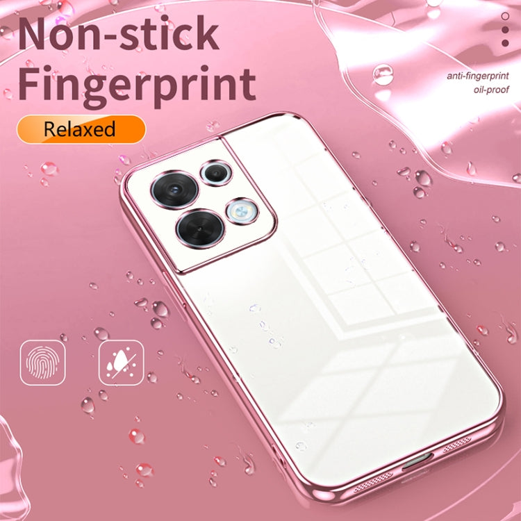 For OPPO Reno8 Transparent Plating Fine Hole Phone Case(Silver) - OPPO Cases by PMC TechLife | Online Shopping South Africa | PMC TechLife | Buy Now Pay Later Mobicred