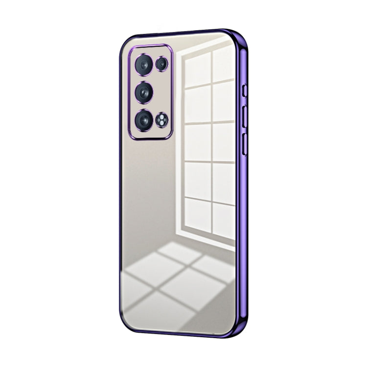 For OPPO Reno6 Pro+ Transparent Plating Fine Hole Phone Case(Purple) - OPPO Cases by PMC Jewellery | Online Shopping South Africa | PMC Jewellery | Buy Now Pay Later Mobicred