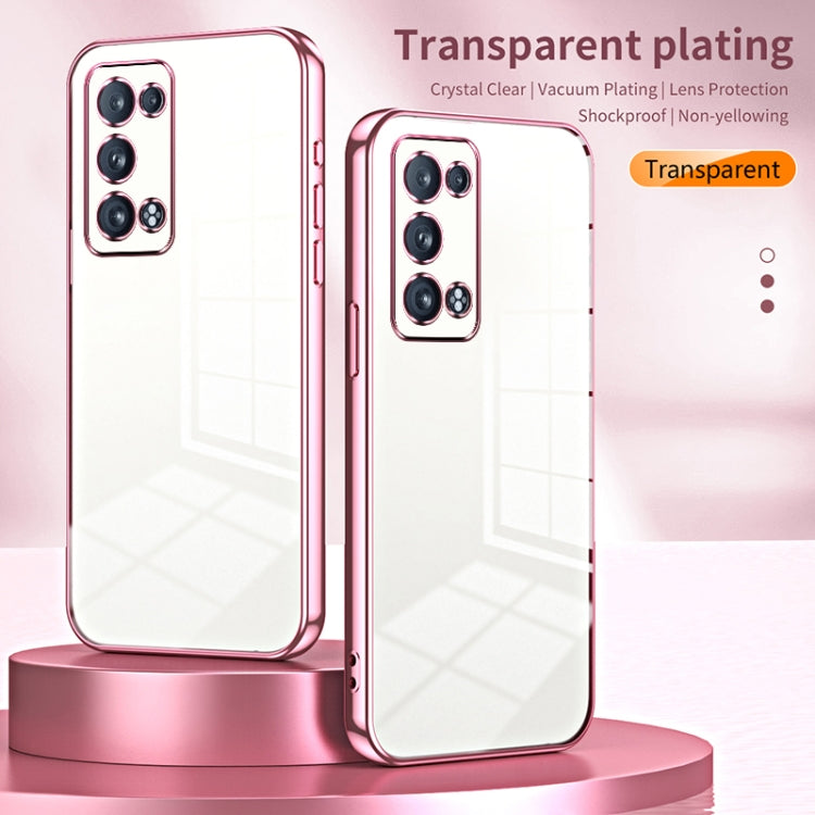 For OPPO Reno6 Pro+ Transparent Plating Fine Hole Phone Case(Pink) - OPPO Cases by PMC Jewellery | Online Shopping South Africa | PMC Jewellery | Buy Now Pay Later Mobicred